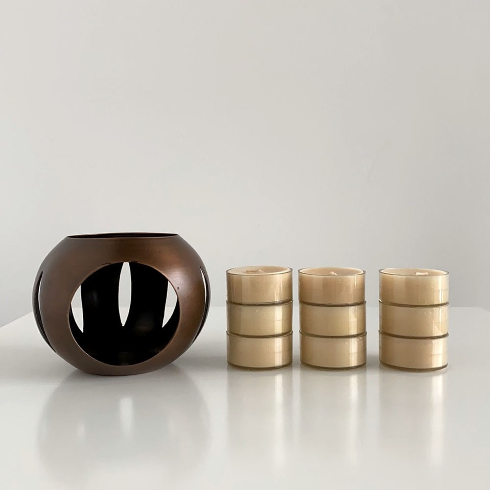 The Body Shop Copper Pumpkin Votive & Tea light Candle Holder Set